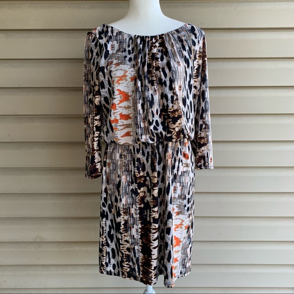 •Tiana B.• Jungle Print 3/4 Sleeve Dress - Size 6 - Picture 1 of 9